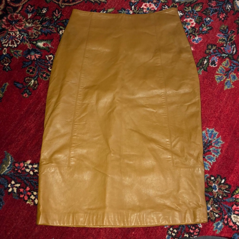 Cognac leather skirt
